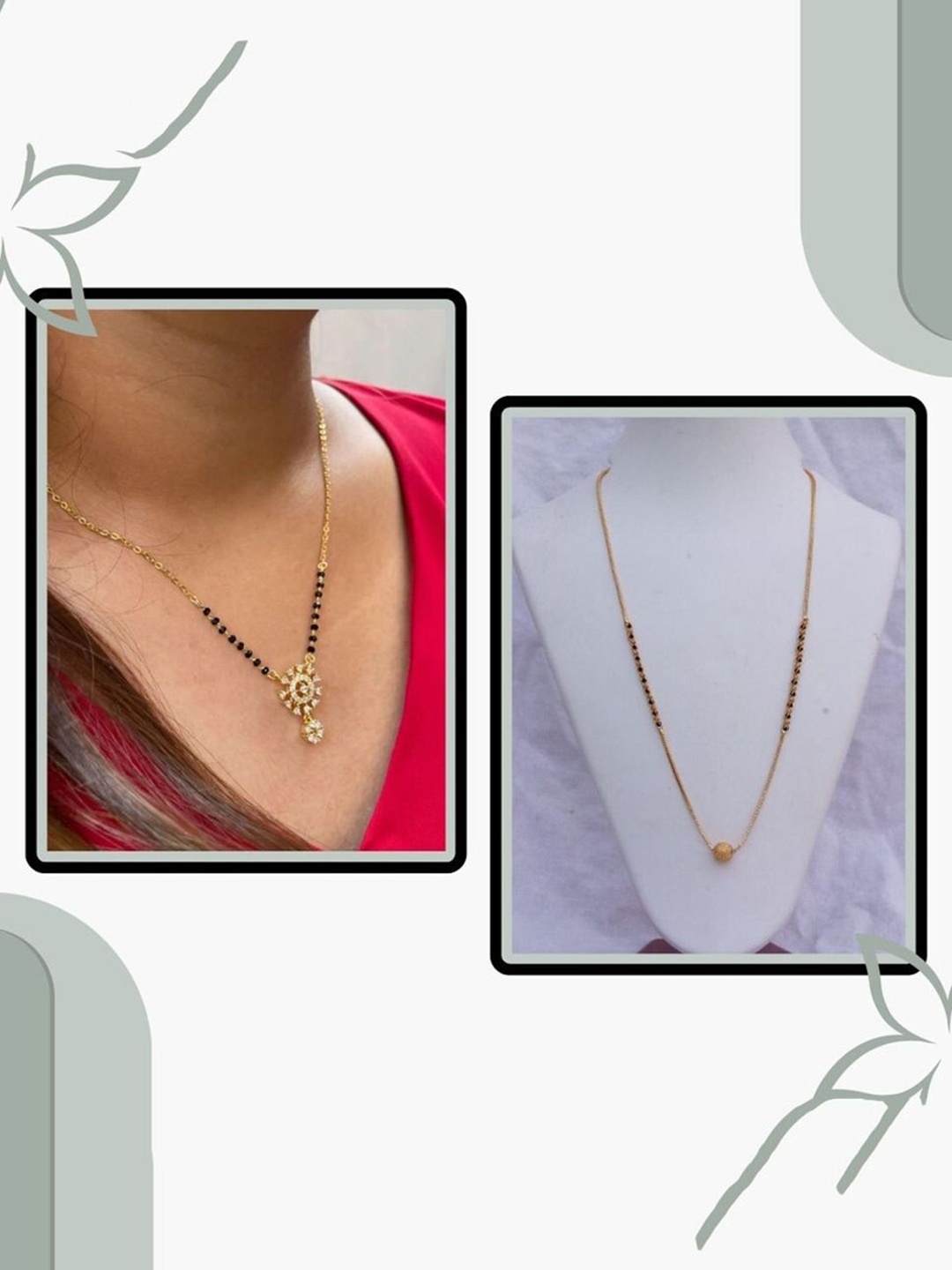 

Wynona Set Of 2 Gold-Plated Artificial Stones and Beads Mangalsutra