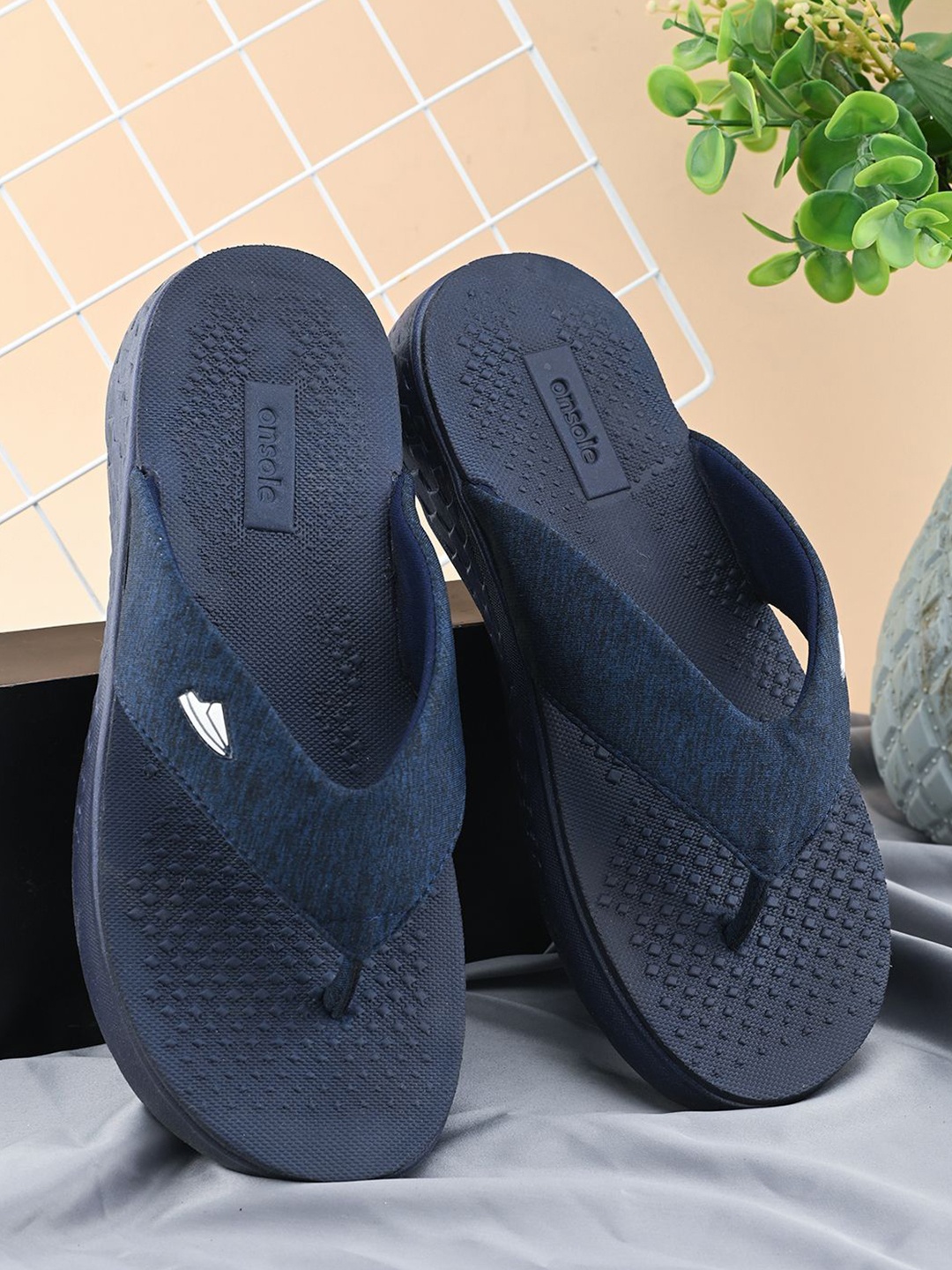 

ONSOLE Men Rubber Thong Flip-Flops, Navy blue