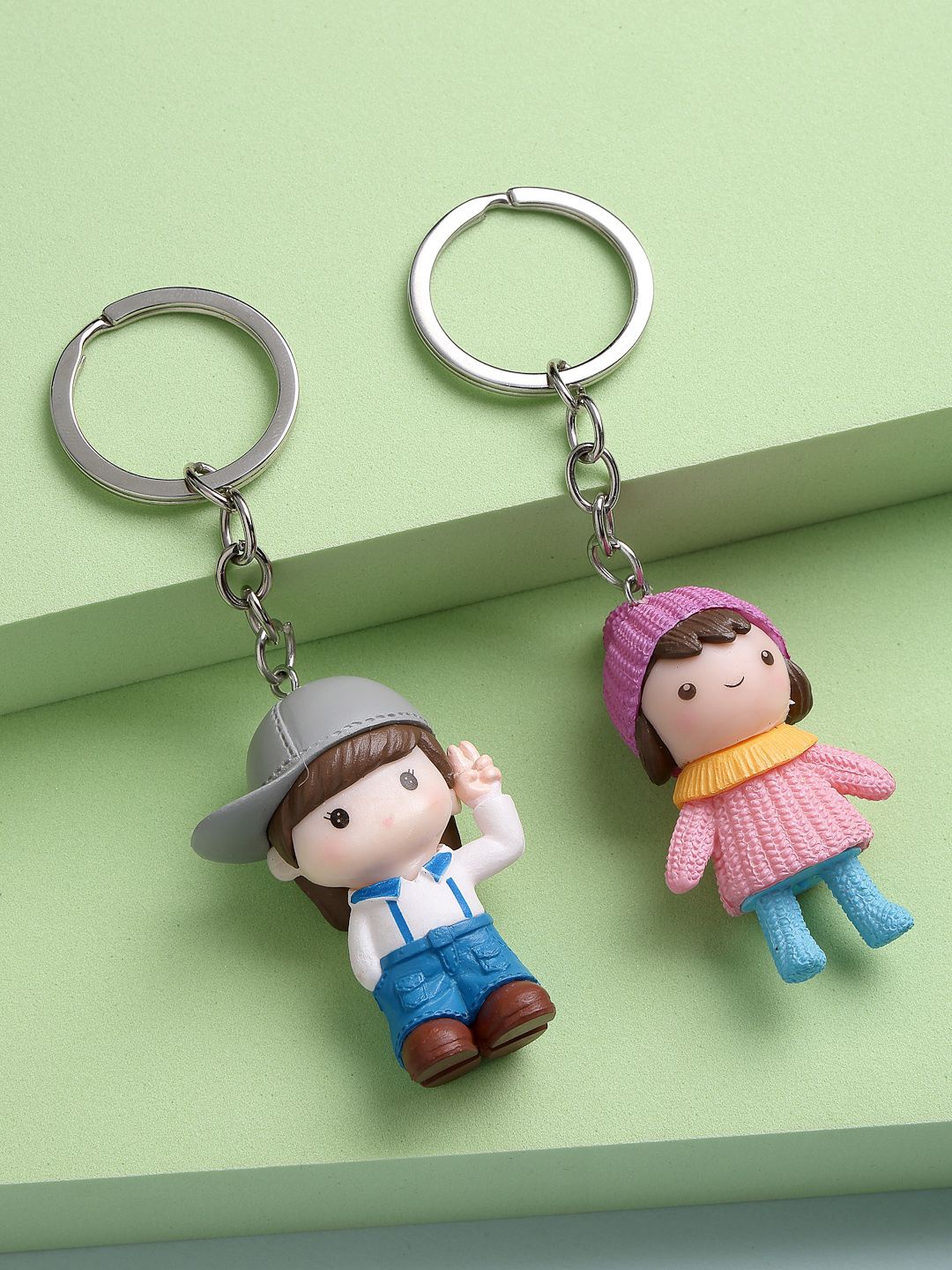 

KYDZI Pack Of 2 Boy & Girl Couple Keychain, Blue