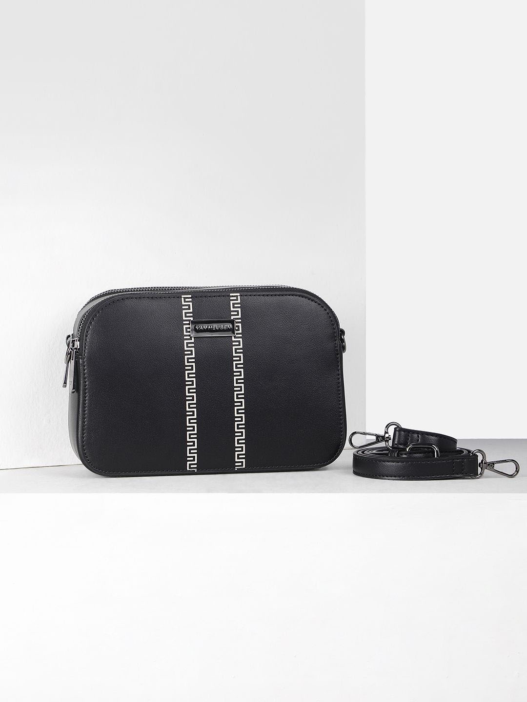 

Van Heusen Woman Textured Structured Sling Bag, Black