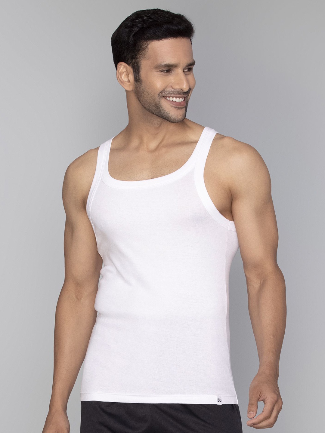 

XYXX Men Cotton Square Neck Gym Vest, White