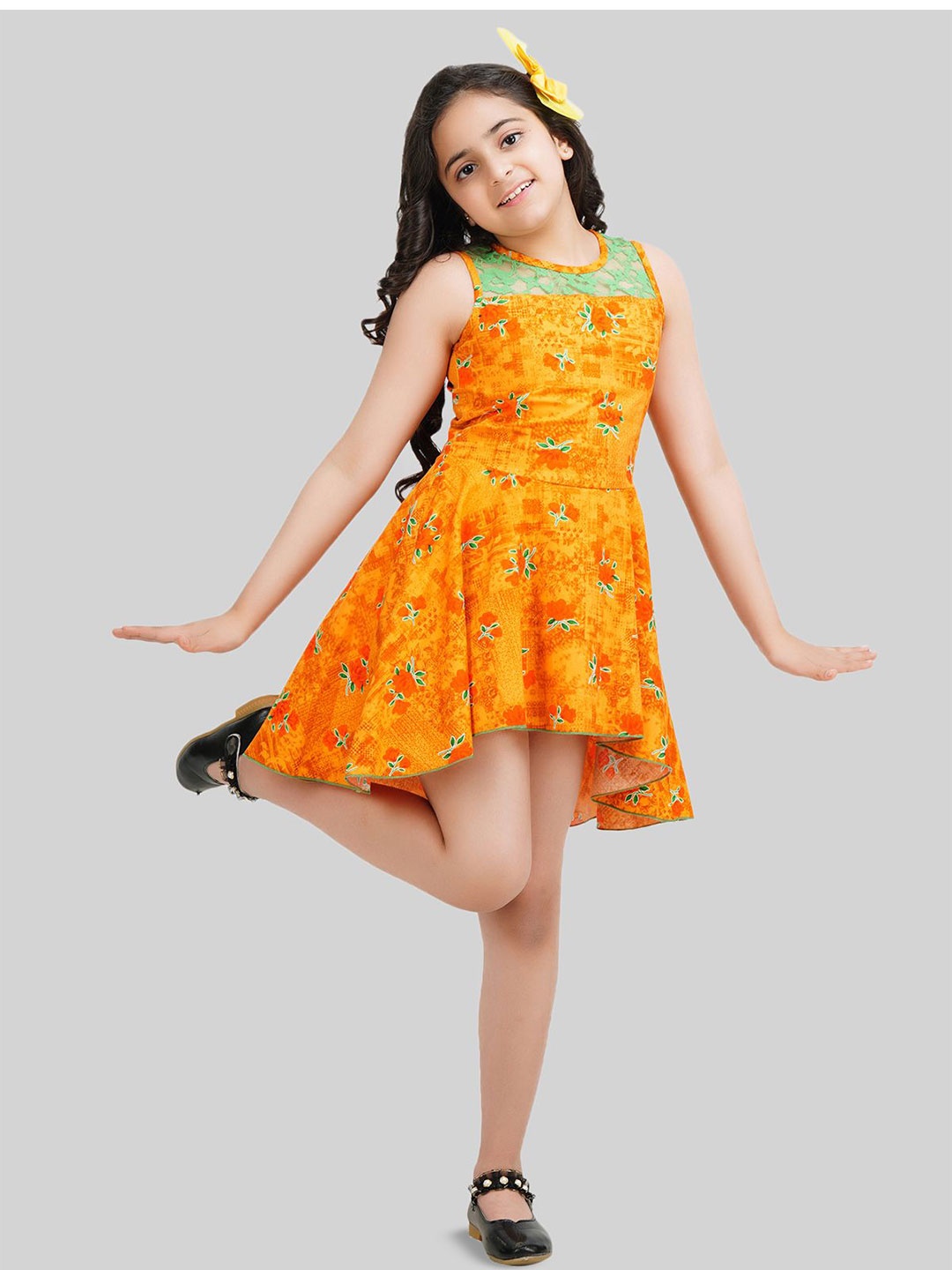 

BEING NAUGHTY Girls Printed A-Line Dress, Orange