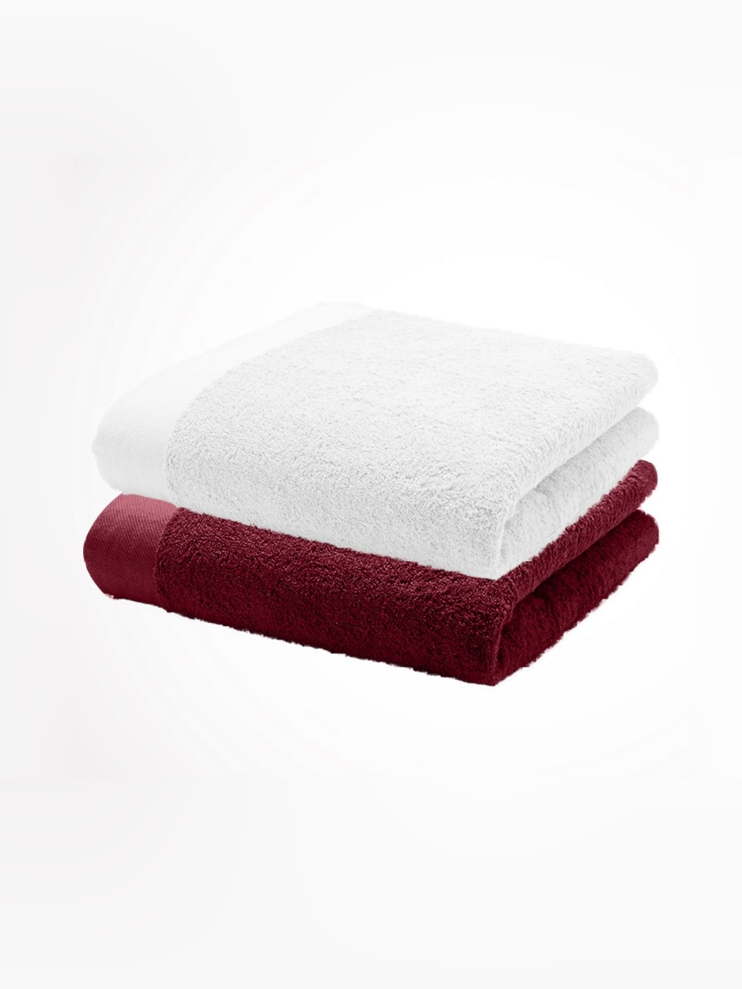 

HOME PLUS STUDIOS Maroon & White 2 Cotton 650 GSM Bath Towel