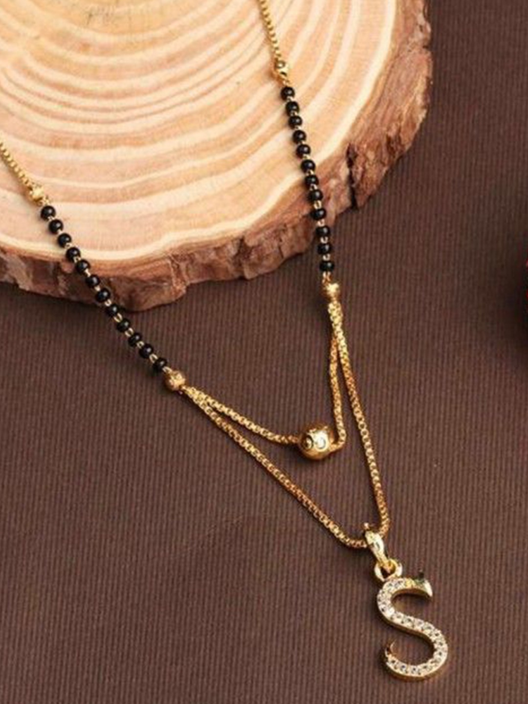 

Wynona Gold-Plated Stones Studded and Beaded Mangalsutra