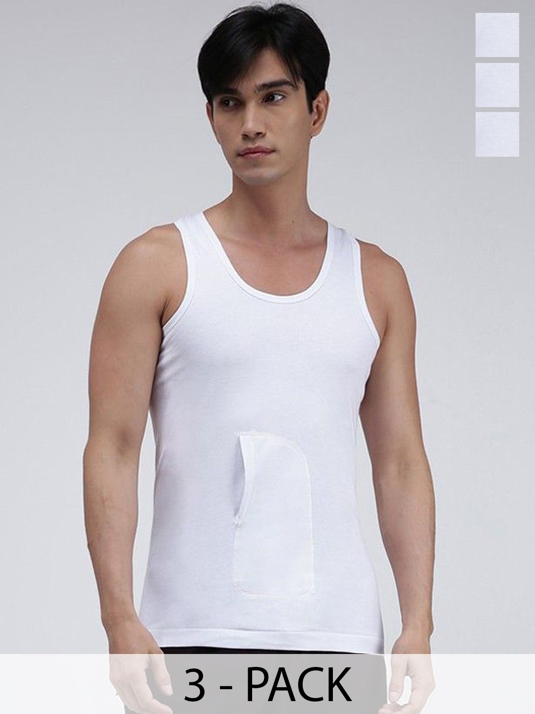

AMUL COMFY Pack Of 3 Pure Cotton Basic Vests Comfy-Interlock-PKT-White-RN-3-85