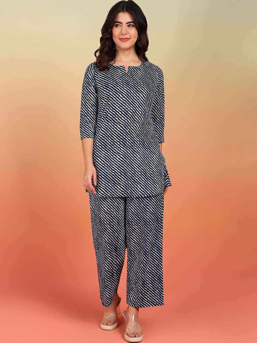 

Label Ceres Printed Pure Cotton Top With Trousers Co-Ords, Black