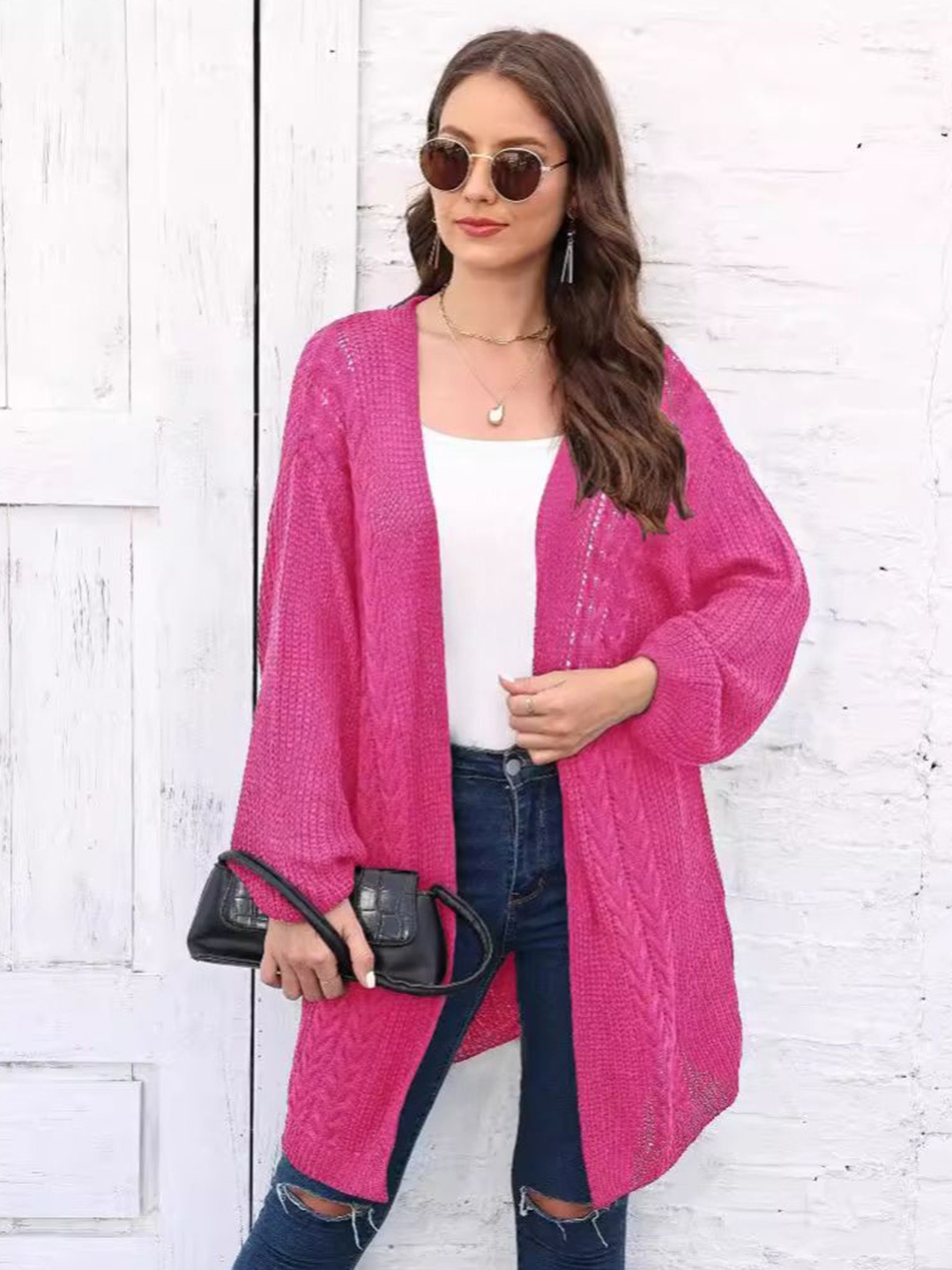 

StyleCast Women Longline Shrug, Fuchsia