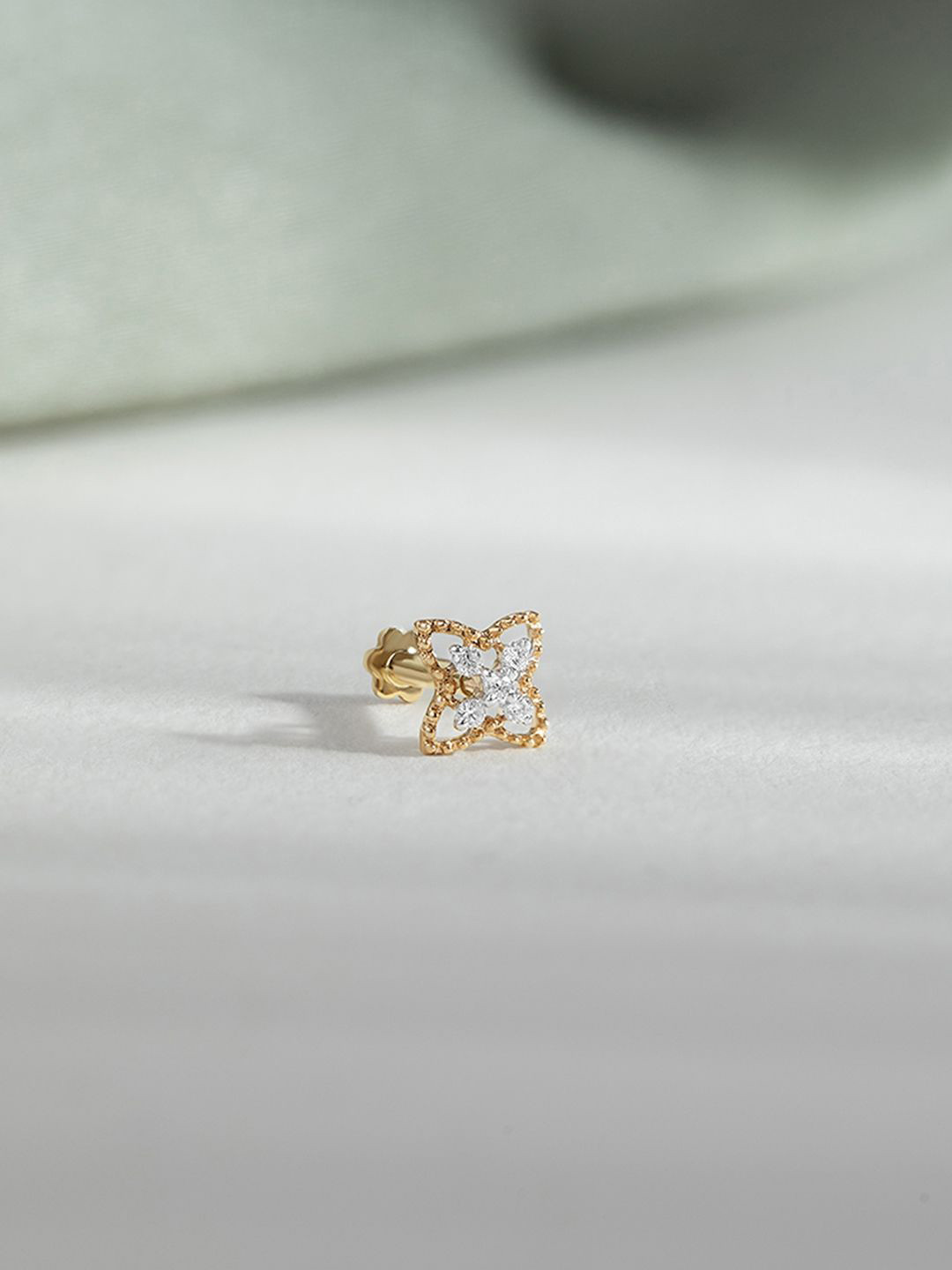 

Mia by Tanishq Women 14KT Gold & Diamond Nose Pin-0.277 g, Yellow