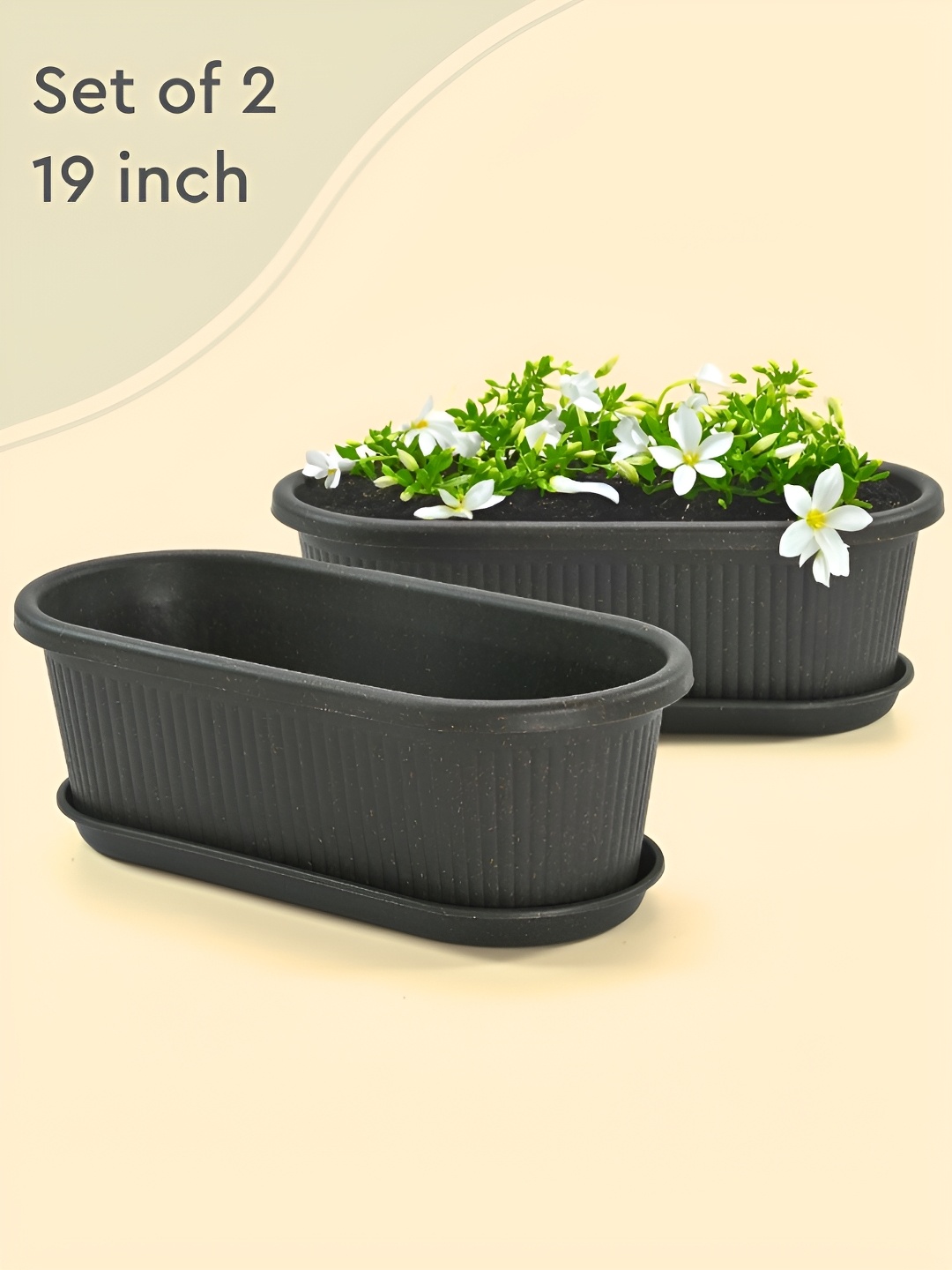 

eha Set Of 2 Black Textured PlantersPot