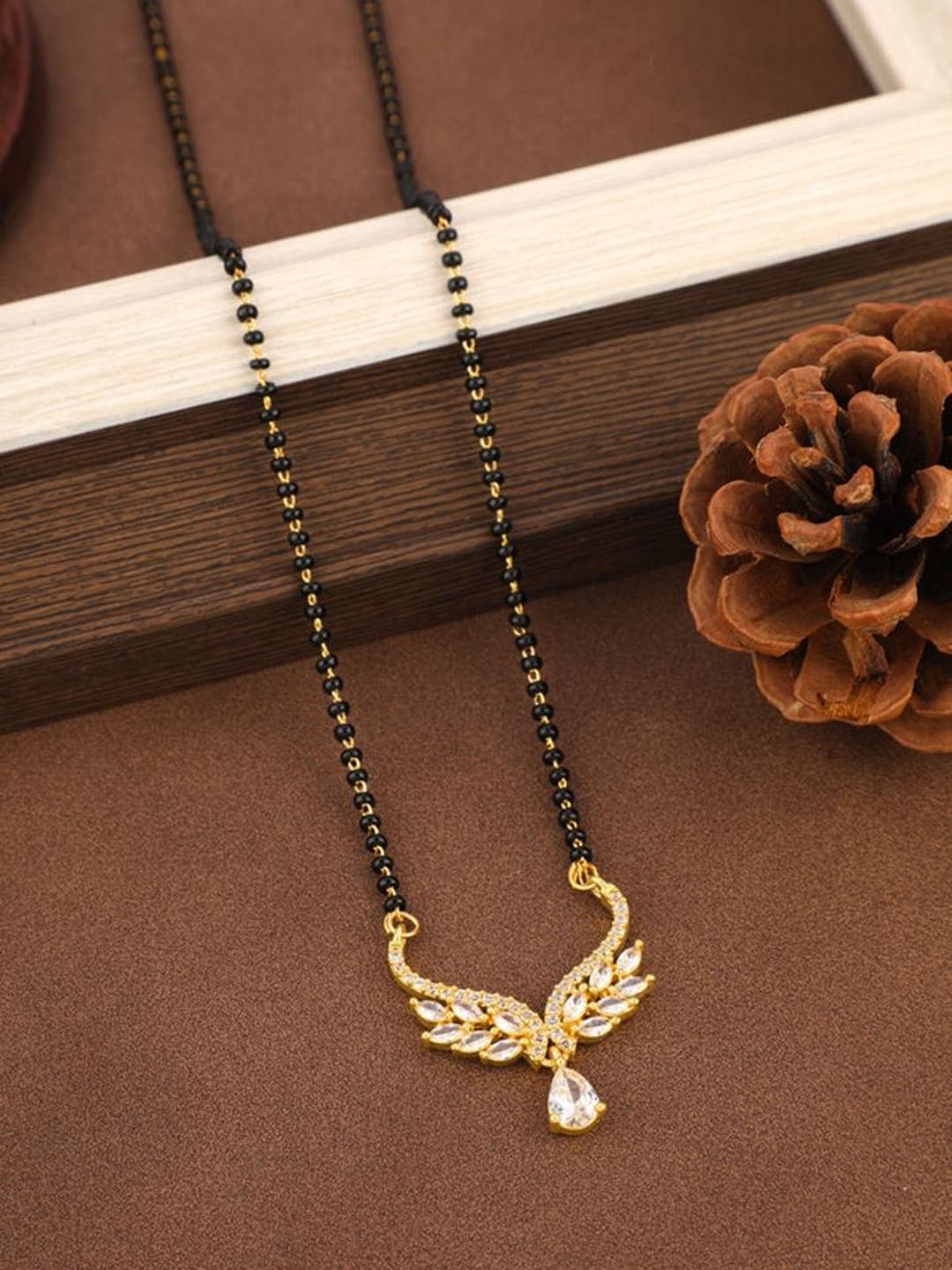 

Wynona Gold-Plated Stones Studded & Beaded Mangalsutra
