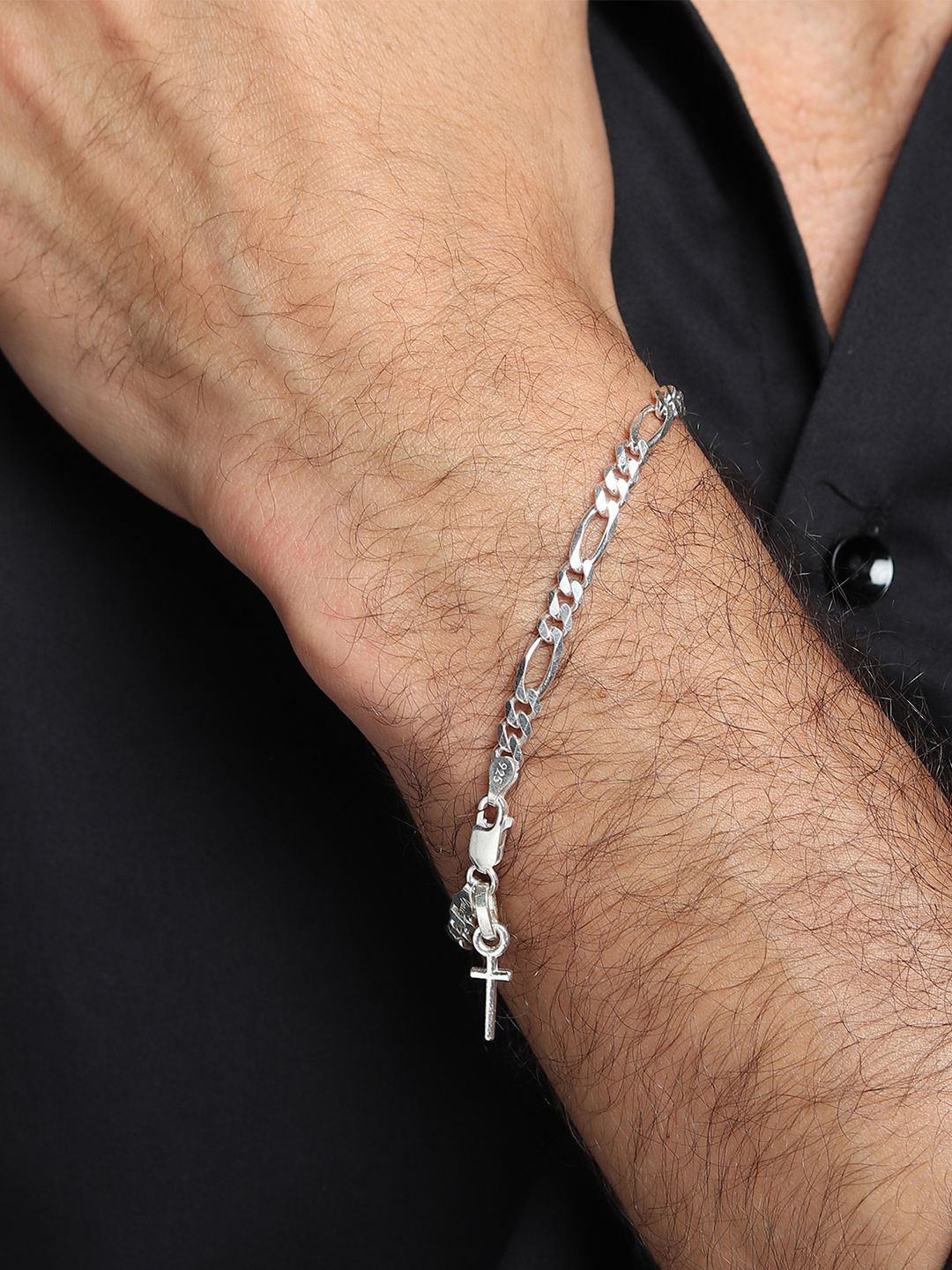 

AKSHAT SAPPHIRE Men 92.5 Sterling Silver Jesus Symbol Charm Bracelet