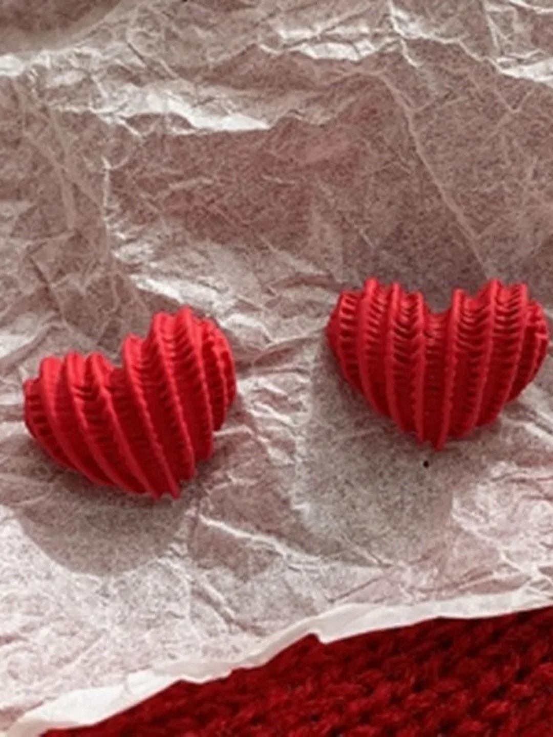 

styledose Heart Shaped Studs Earrings, Red