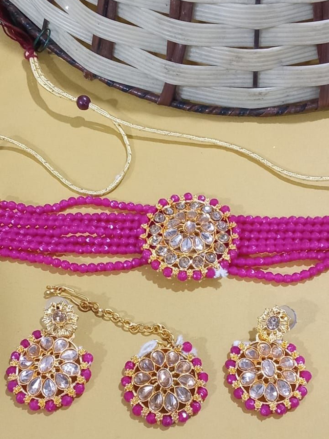 

JMBW INTERNATIONAL Gold-Plated Kundan Studded Jewellery Set