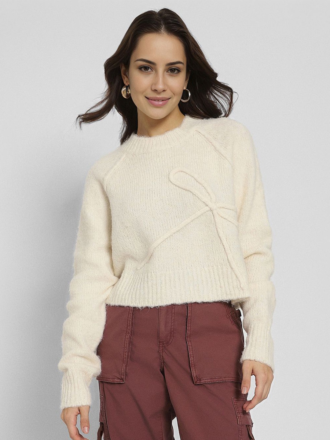 

AMERICAN EAGLE OUTFITTERS Women Quirky Pullover, Cream