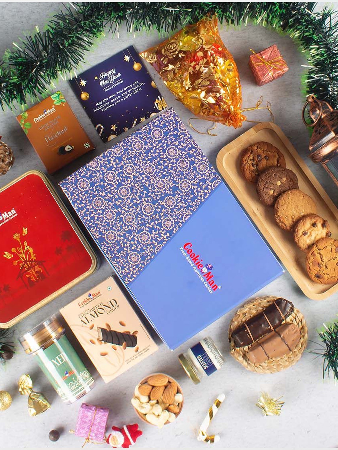 

Cookieman Set Of 7 Christmas Assorted Gift Hamper, Blue