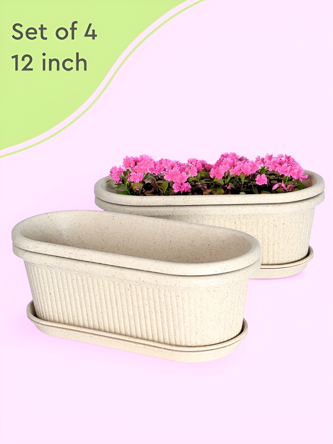 

eha 4-Pcs Sand-Color UV Protected Planters, Off white