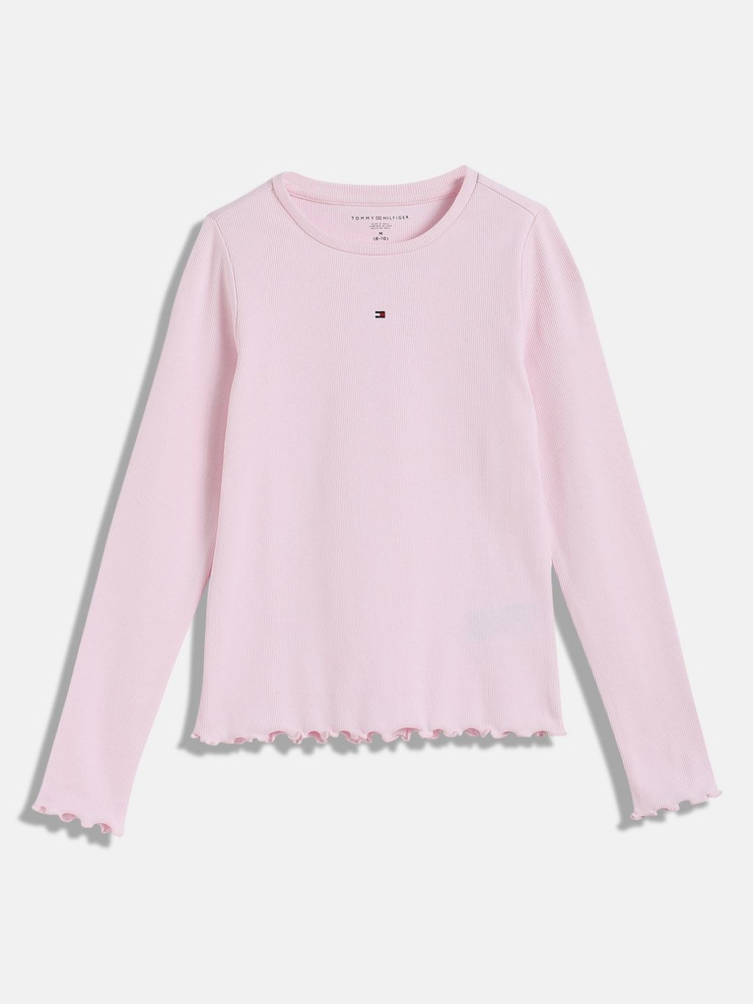 

Tommy Hilfiger Girls Solid Round Neck Cotton T-shirt, Pink