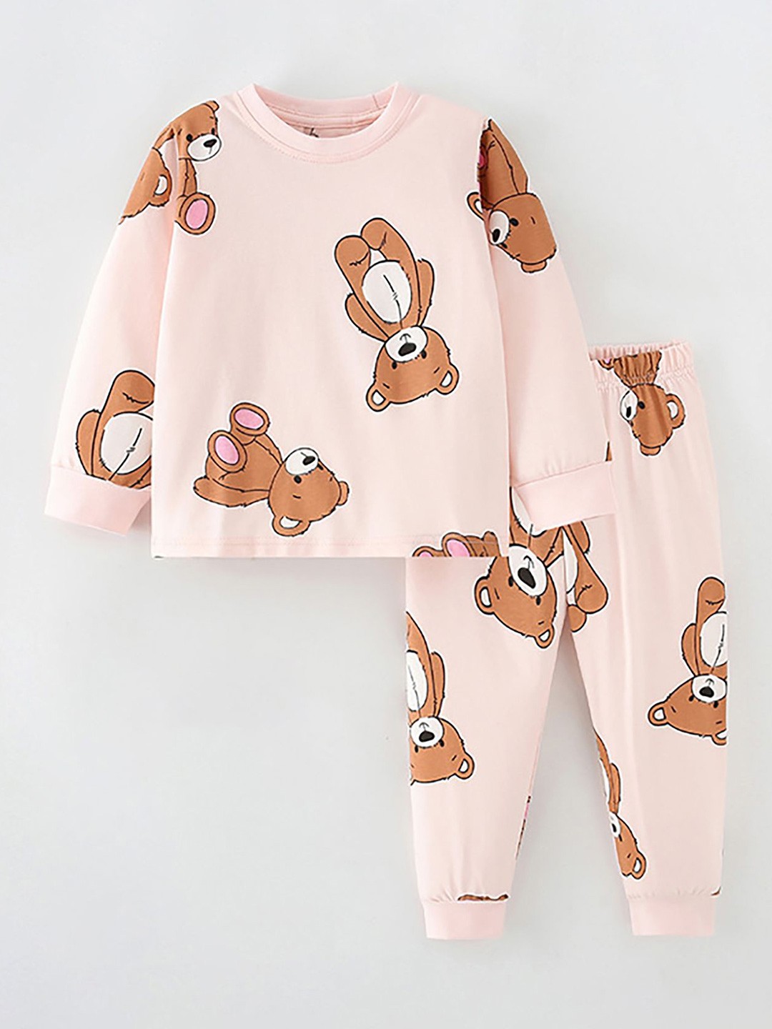 

LULU & SKY Girls Printed Night Suit, Pink