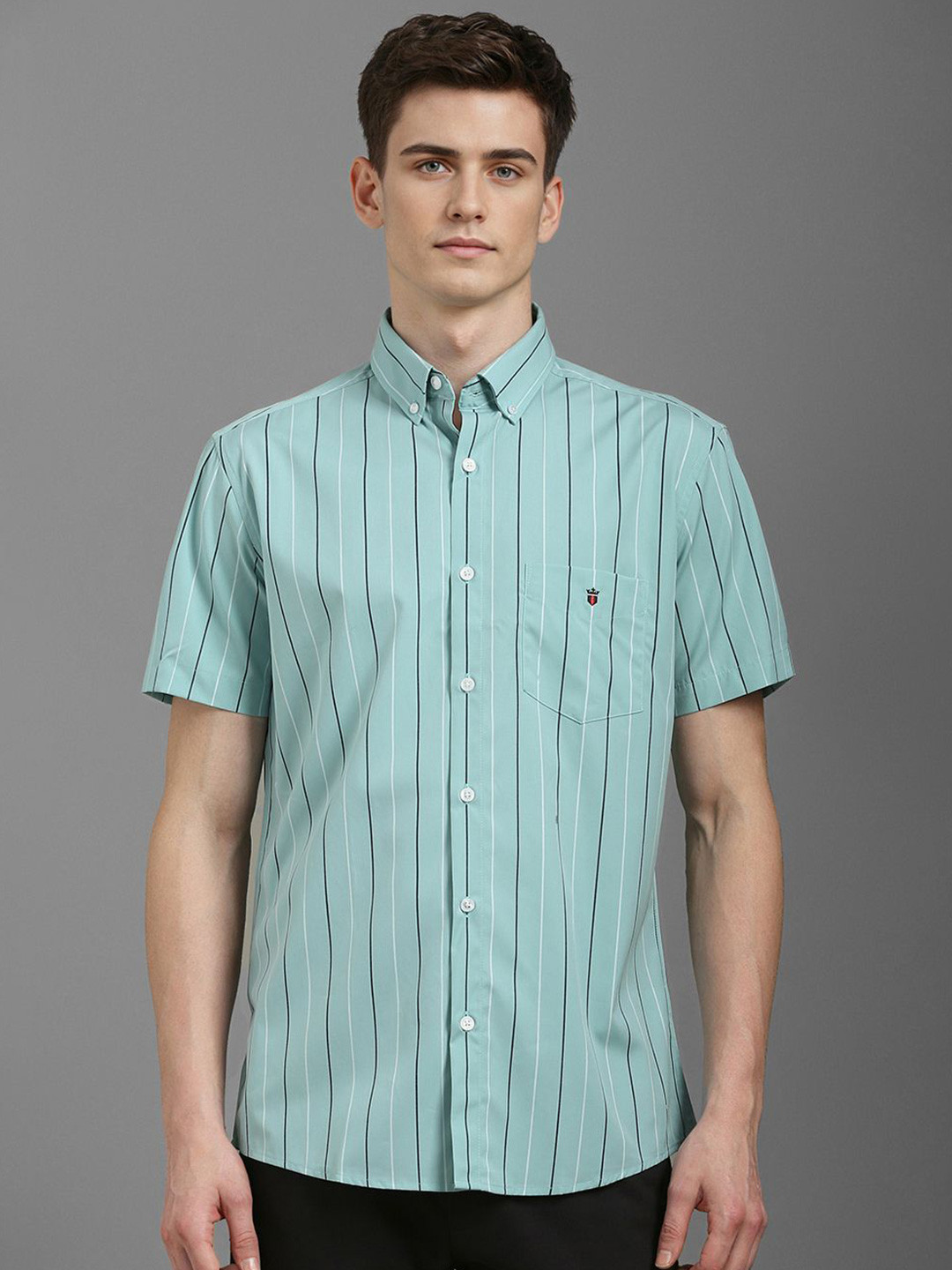 

Louis Philippe Sport Men Slim Fit Vertical Striped Casual Shirt, Sea green
