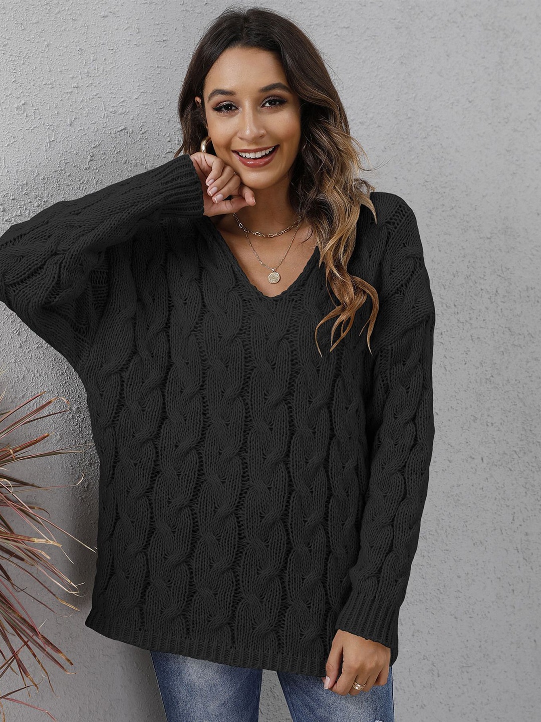 

StyleCast Women Cable Knit Pullover, Black