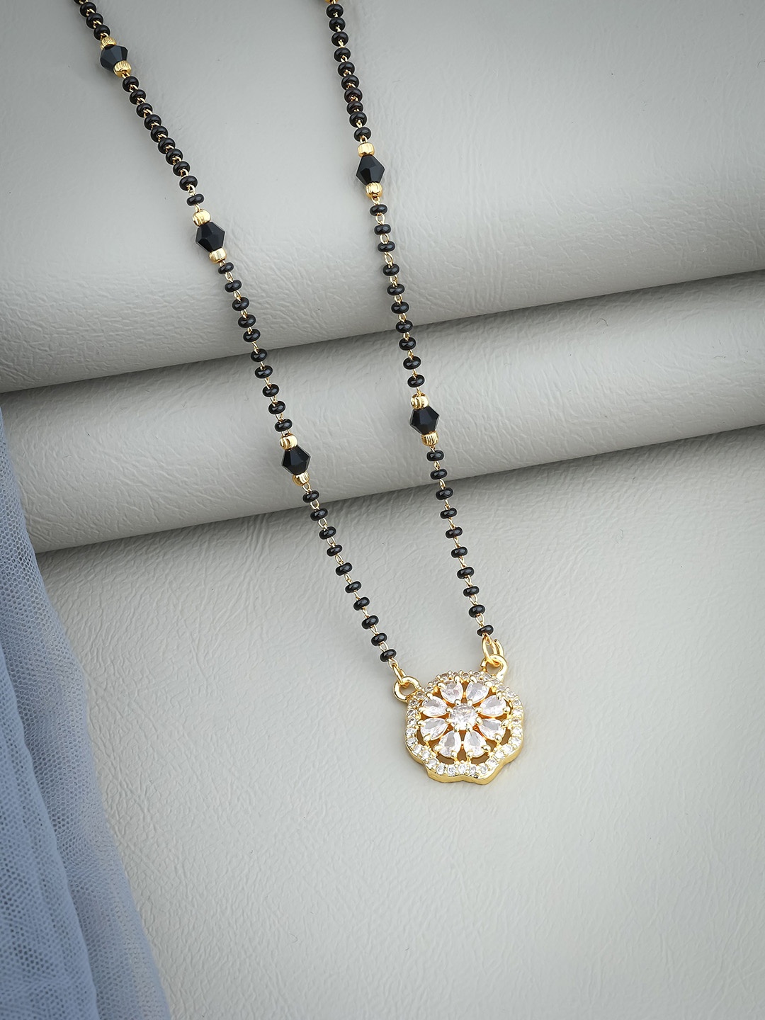 

Wynona Gold Plated American Diamond Studded & Beaded Mangalsutra