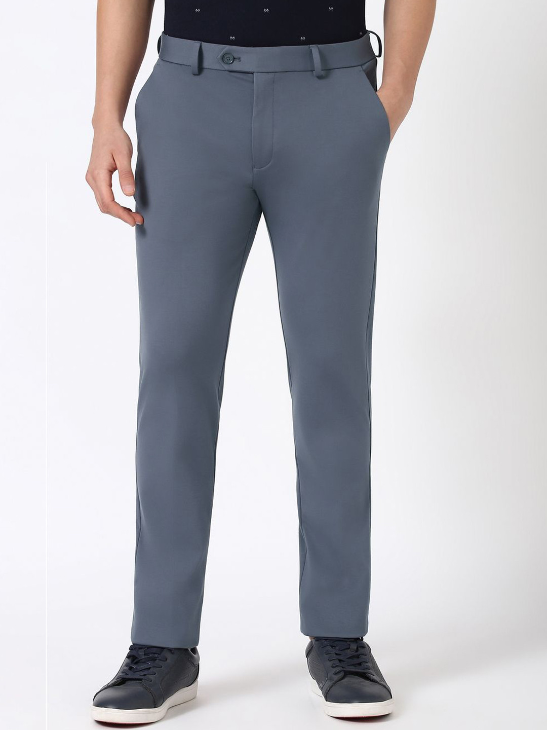 

Peter England Men Slim Fit Trousers, Grey