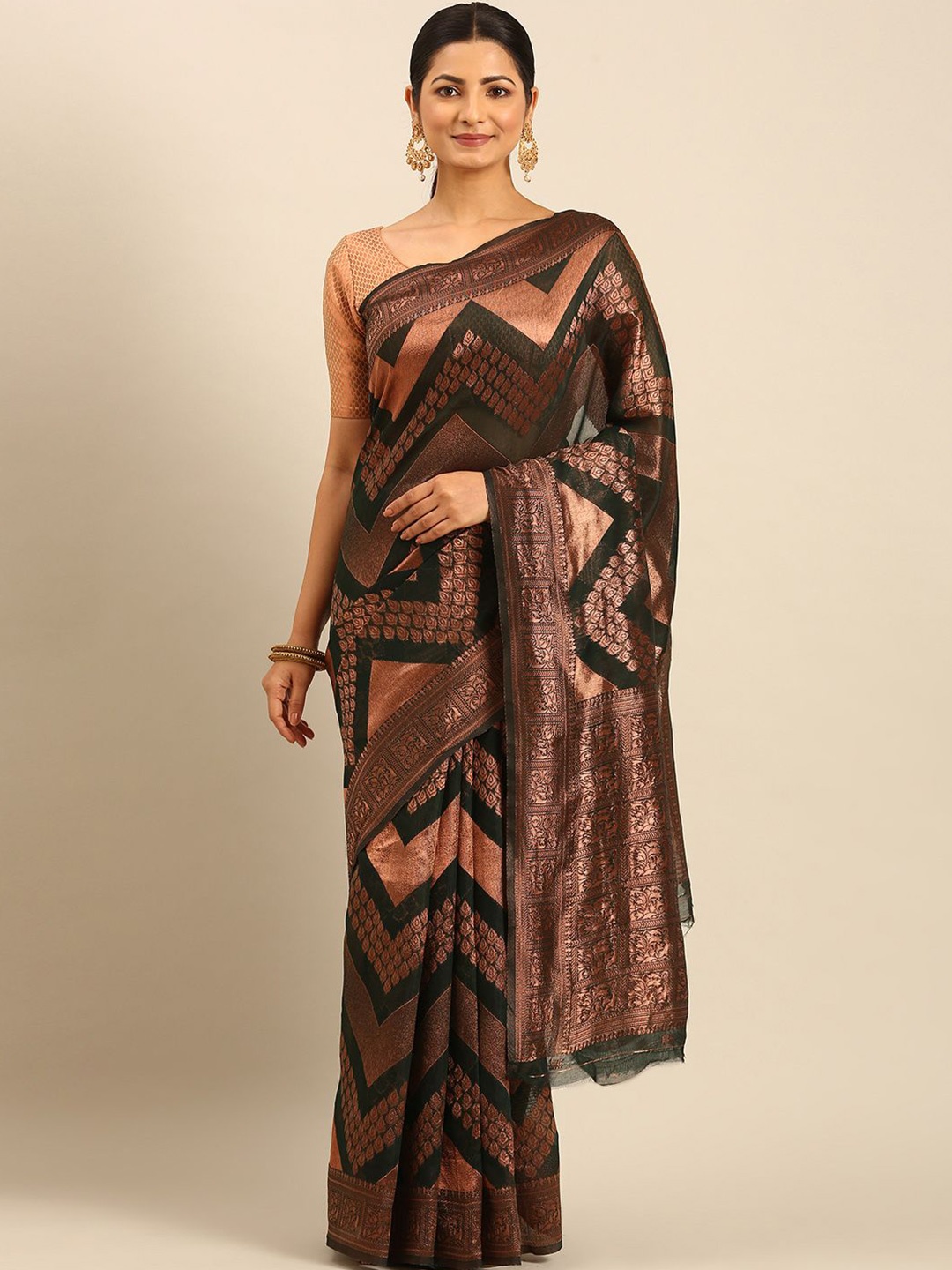 

Panzora Woven Design Zari Saree, Green