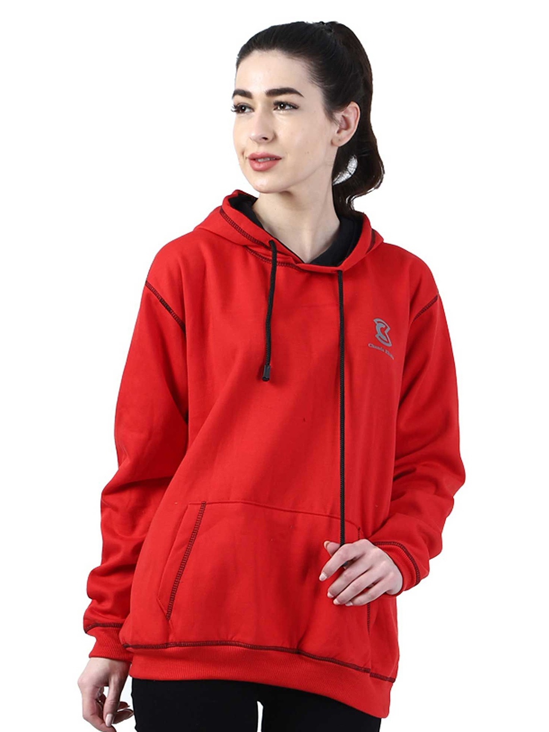 

Chanda Khuba Women Hooded Sweatshirt, Red