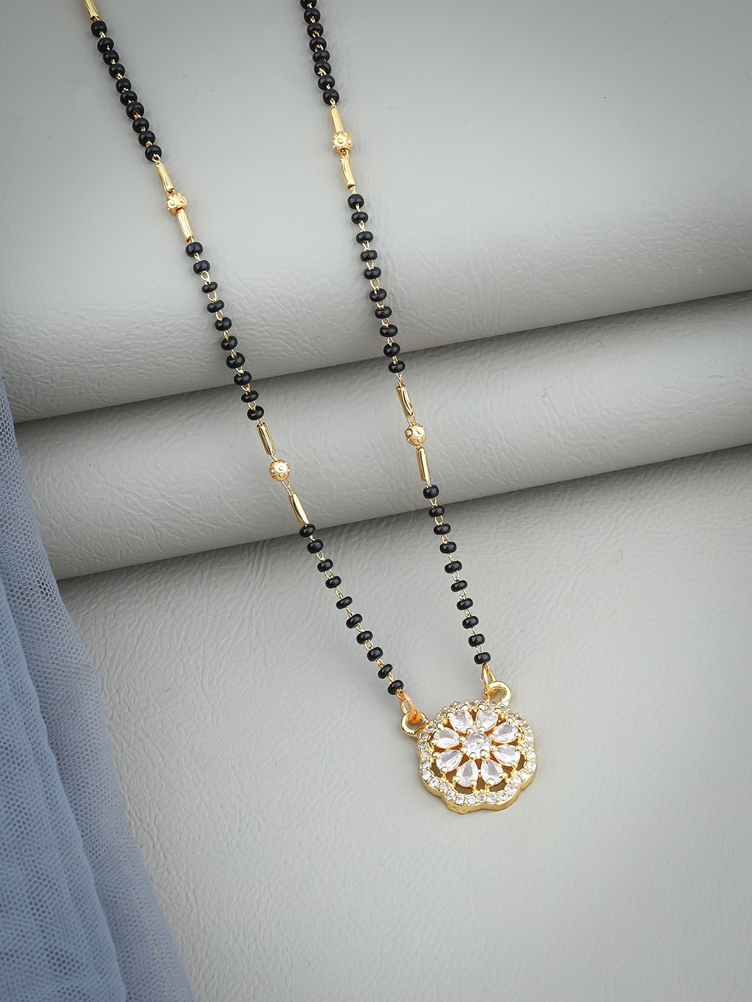 

Wynona Gold-Plated American Diamond Studded Mangalsutra