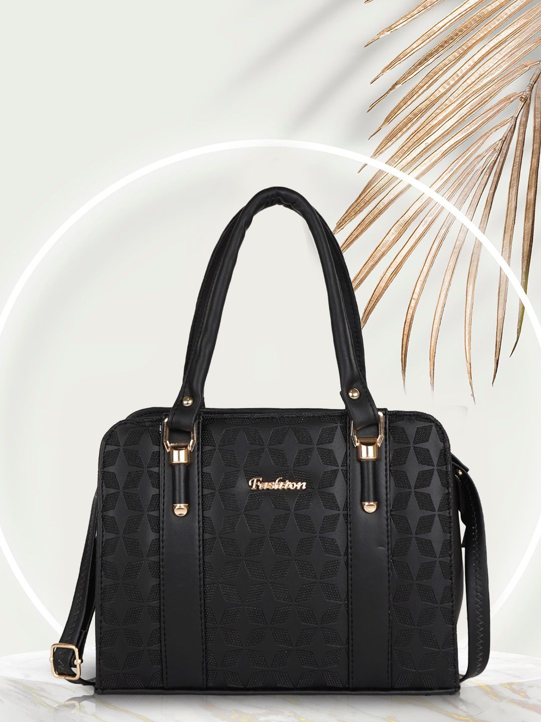 

SPOTIC Women Textured Structured Shoulder Bag, Black