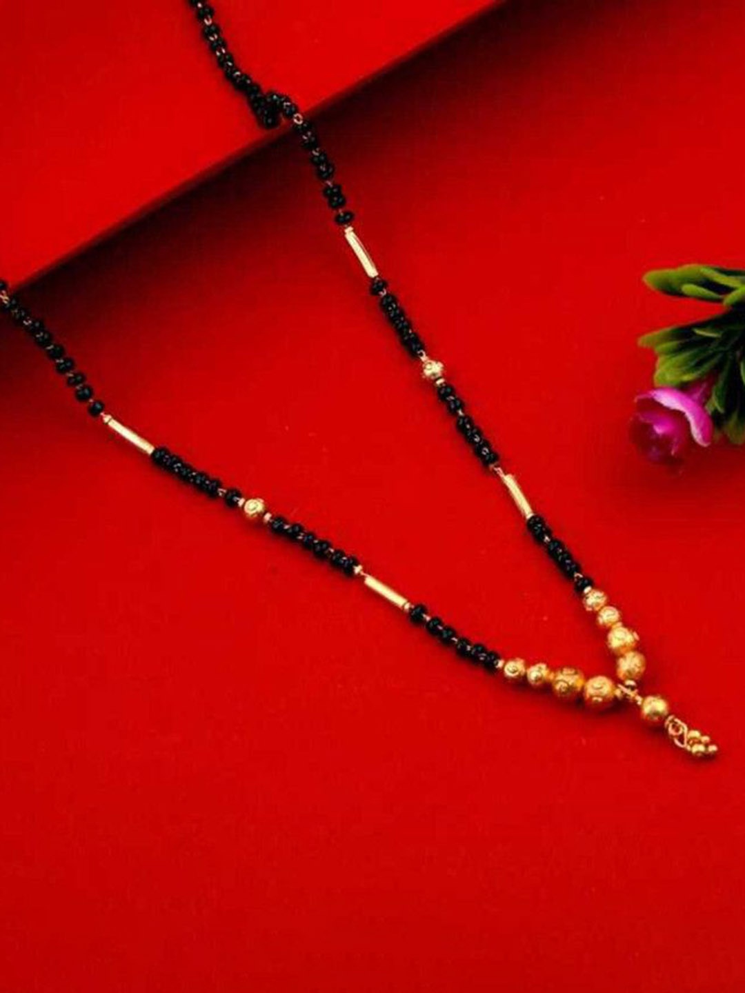 

Wynona Set Of 2 Gold-Plated Stone Studded & Beaded Mangalsutra