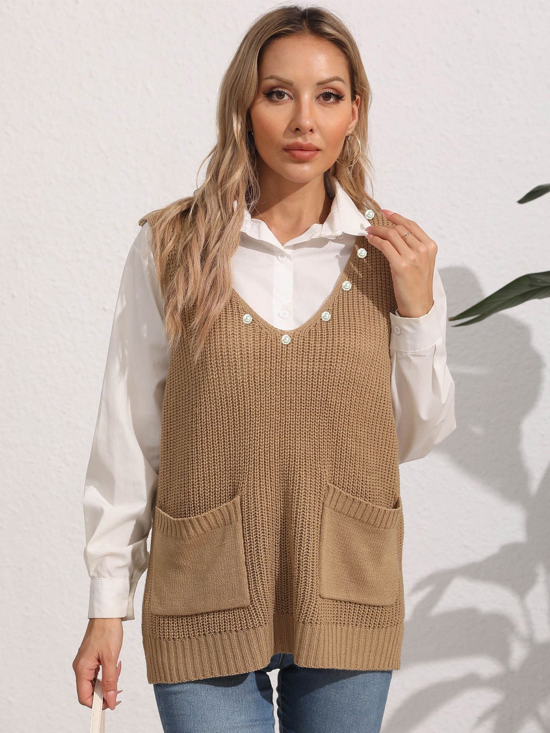 

StyleCast Women Sweater Vest, Beige