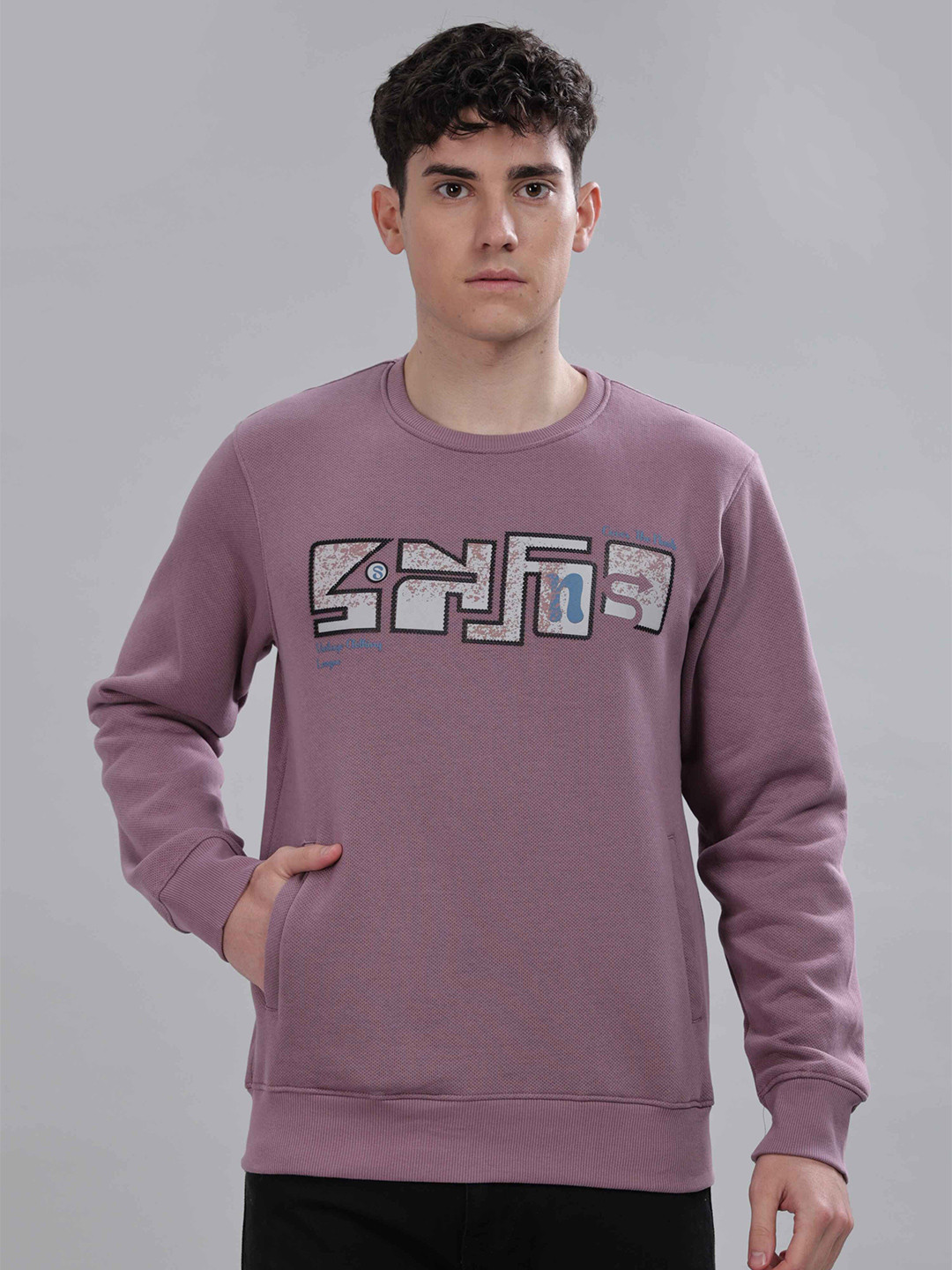 

Parcel Yard Men Printed Sweatshirt, Lavender
