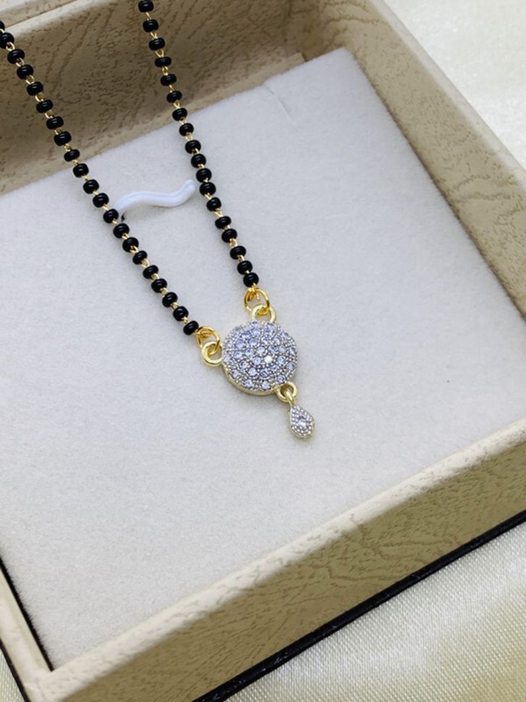 

Wynona Gold-Plated Artificial Stones and Beads Mangalsutra, Black