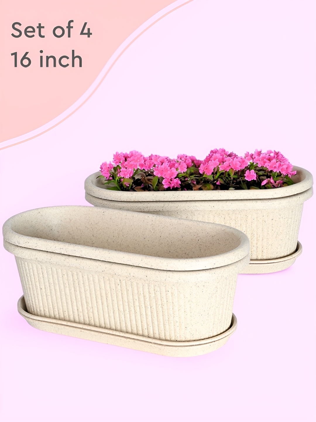 

eha Set Of 4 Off-White Textured PlantersPot