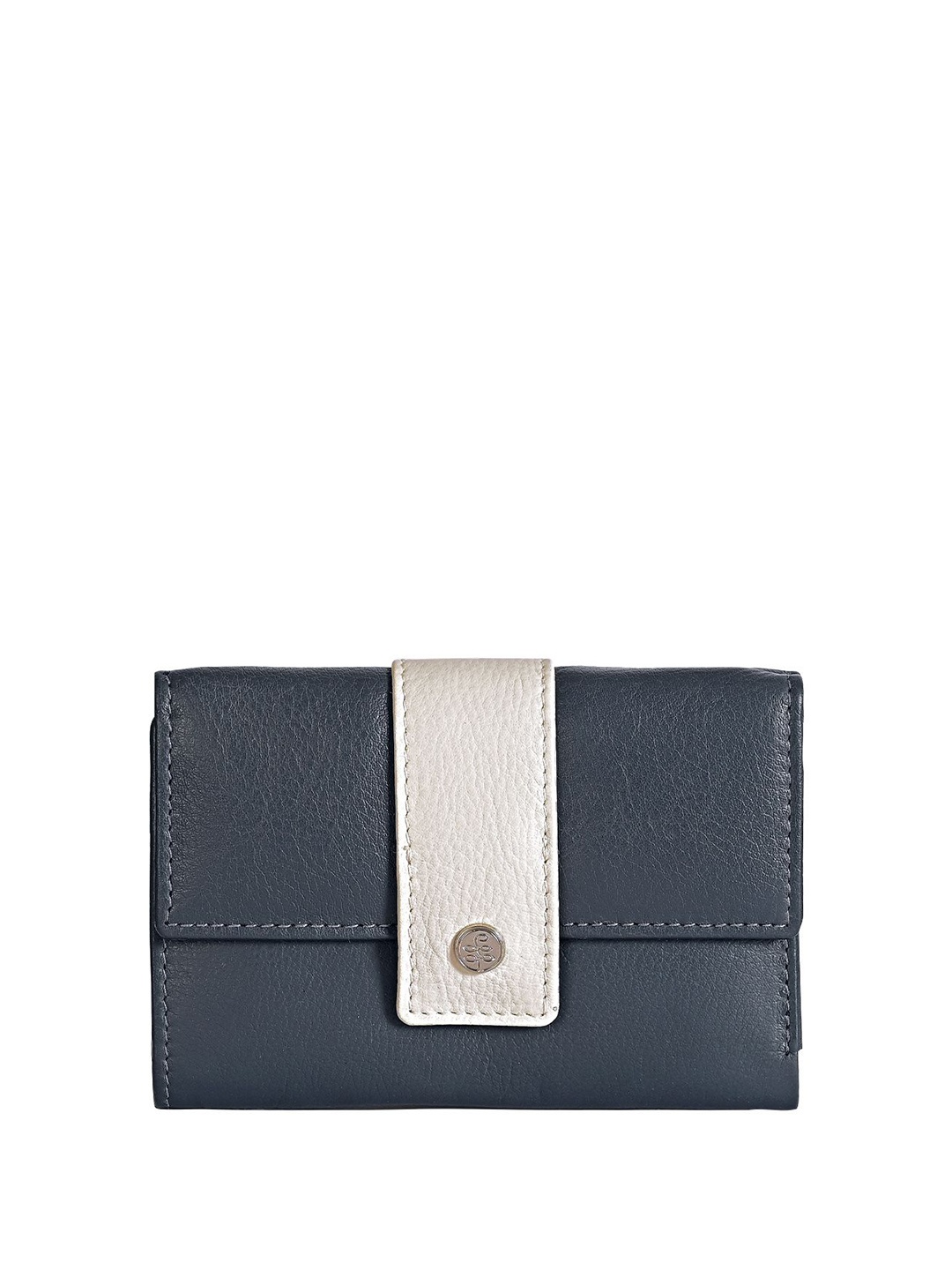 

Eske Women Leather Three Fold Wallet, Navy blue