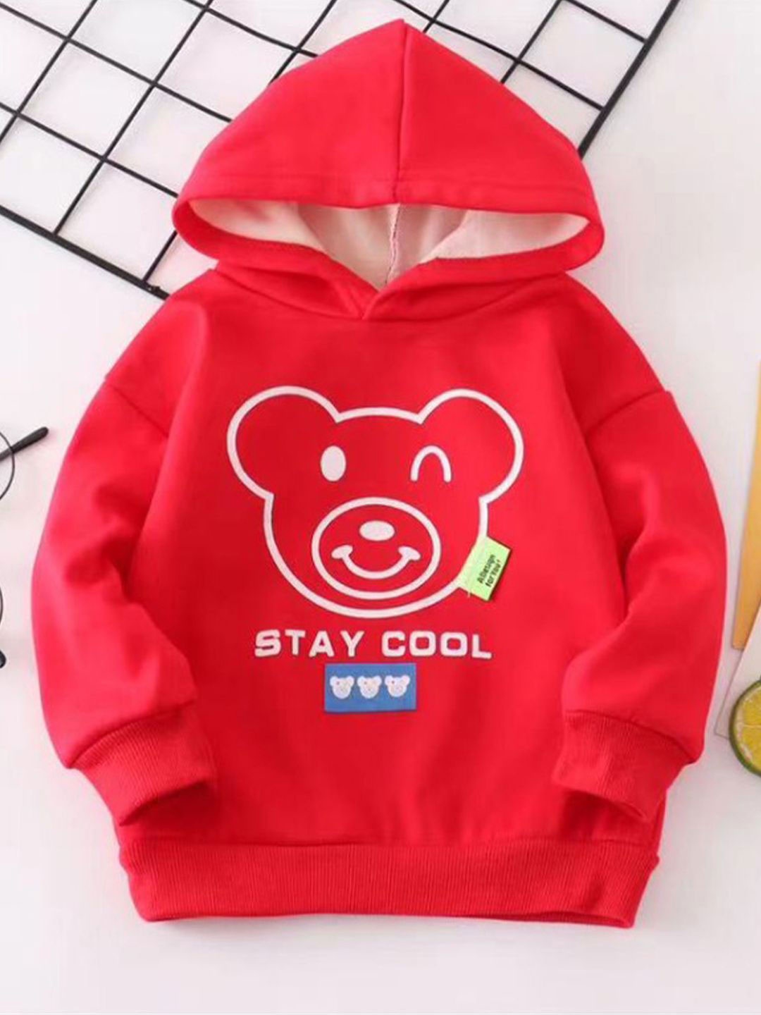 

Bold N Elegant Kids Printed Hooded Pullover Sweatshirt, Red