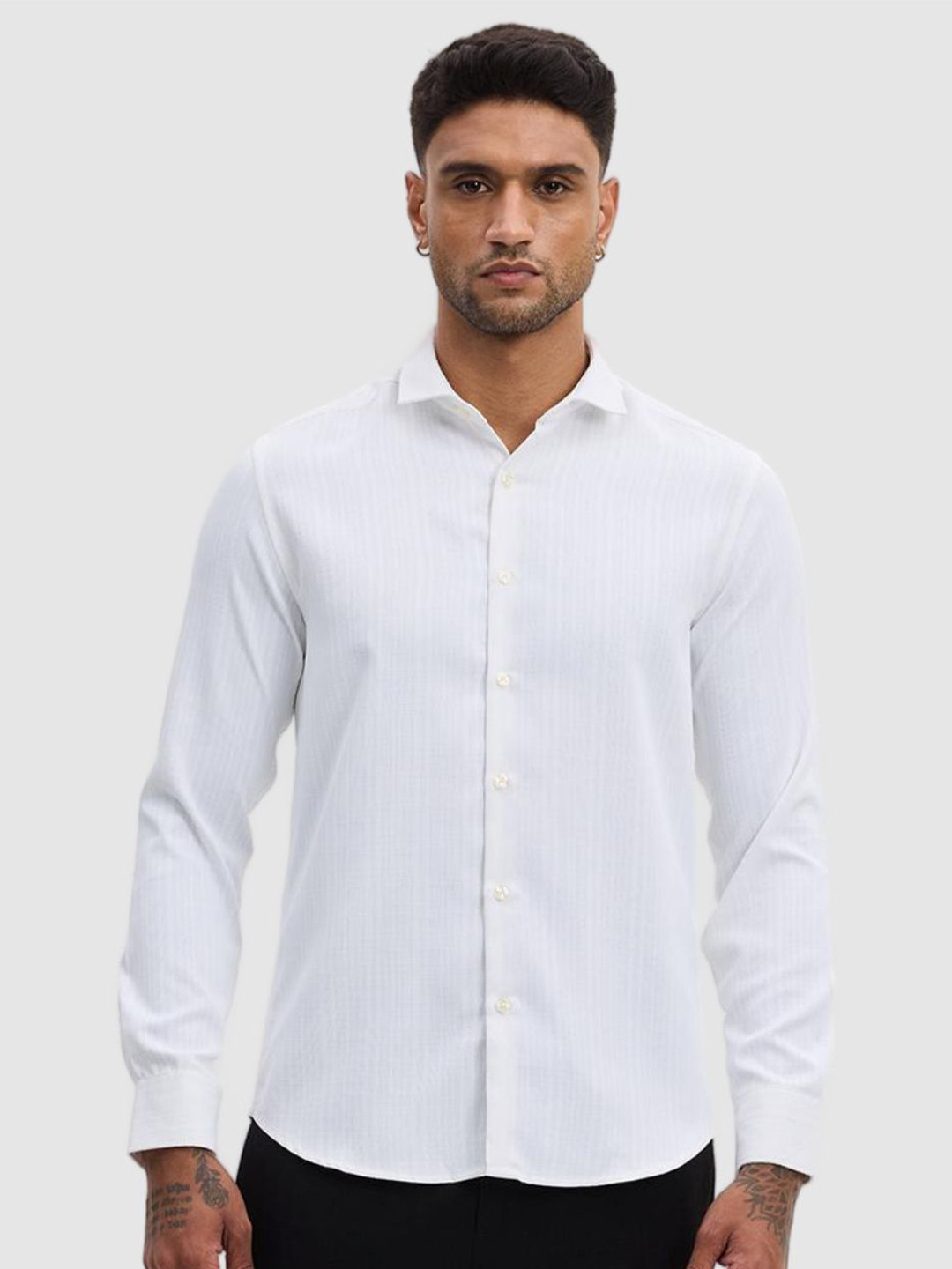

Snitch Men Smart Fit Spread Collar Textured Casual Shirt, White