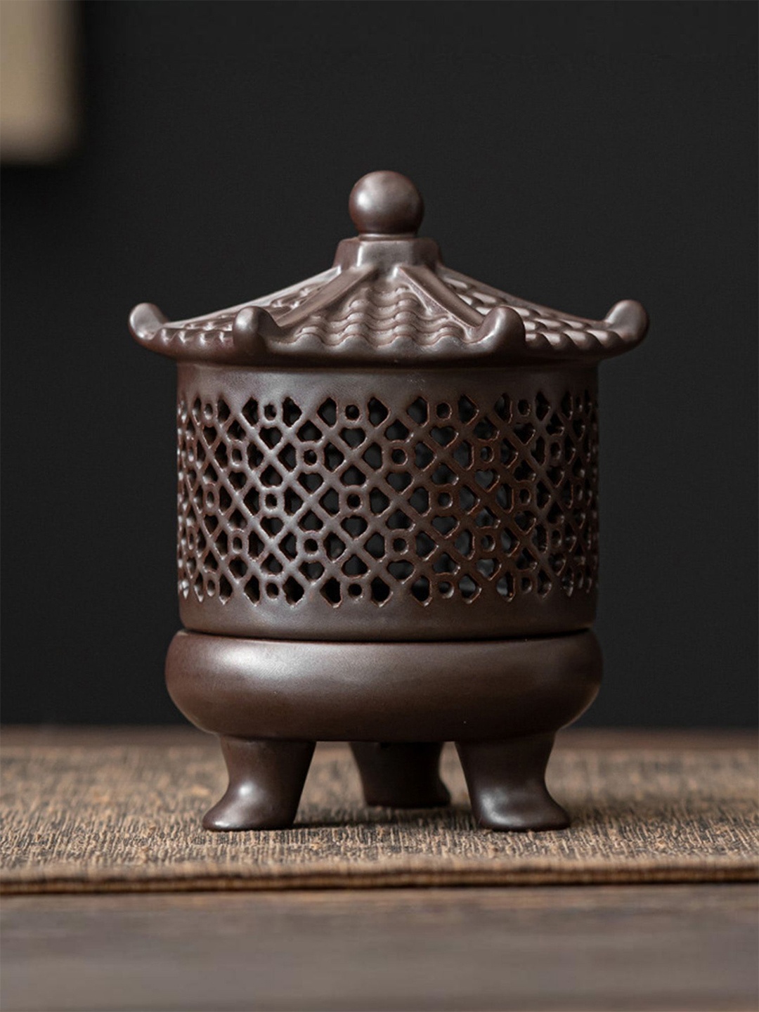 

Ekhasa Brown Self Design Ceramic Dhoop Dani Loban Burner Holder Stand