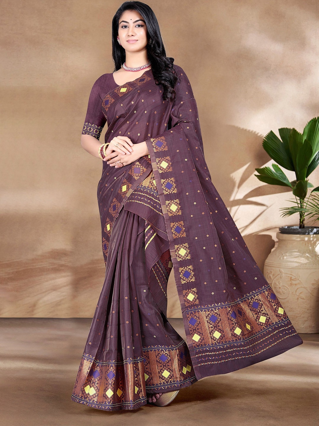 

KAMDAR Semi Dyed Toss Assamese Mekhela Sador Jharna Saree, Red
