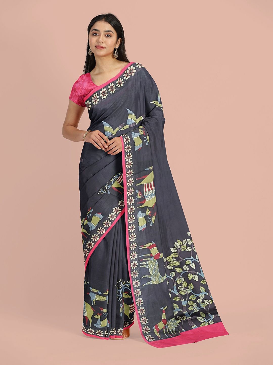 

Avyay Creation Ethnic Motifs Printed Saree, Black