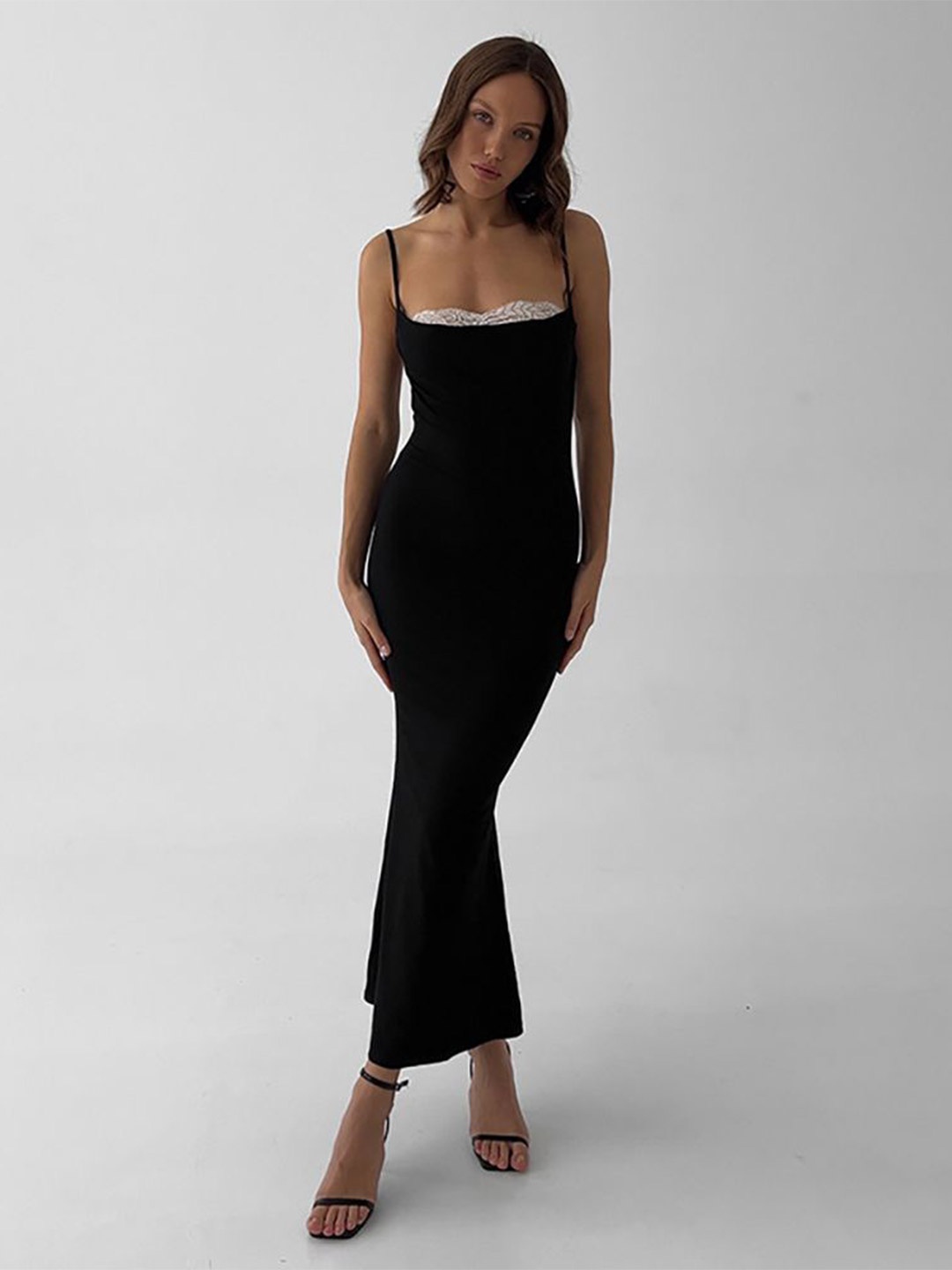 

StyleCast x Revolte Women Shoulder Straps Bodycon Maxi Dress, Black