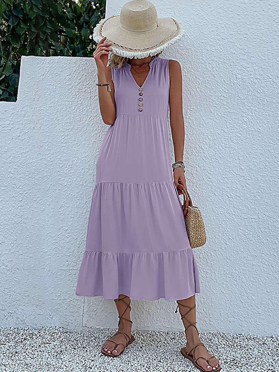 

StyleCast x Revolte Women Tiered A-Line Midi Dress, Purple