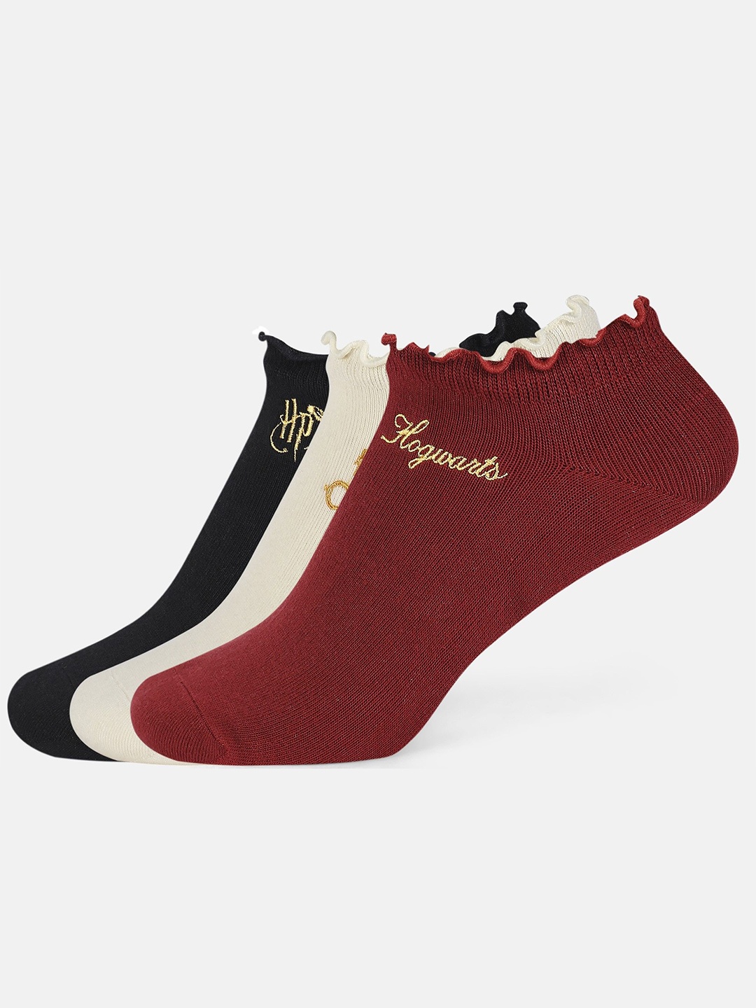 

Balenzia Women Pack Of 3 Printed Ankle Length Socks, Black