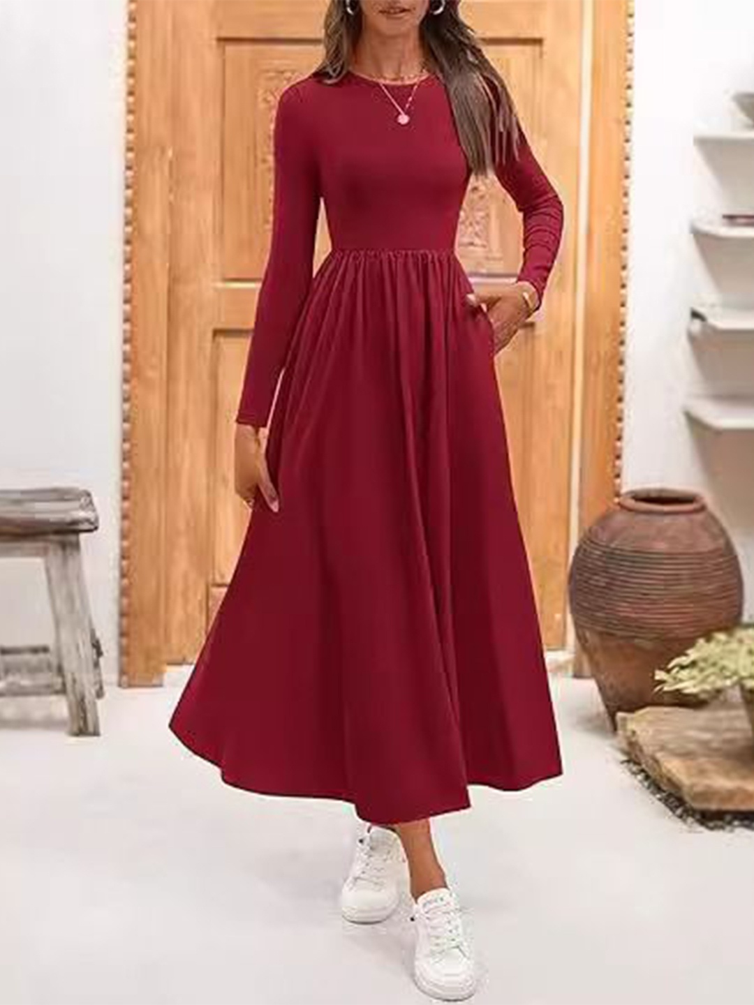 

StyleCast Fit & Flare Midi Dress, Maroon