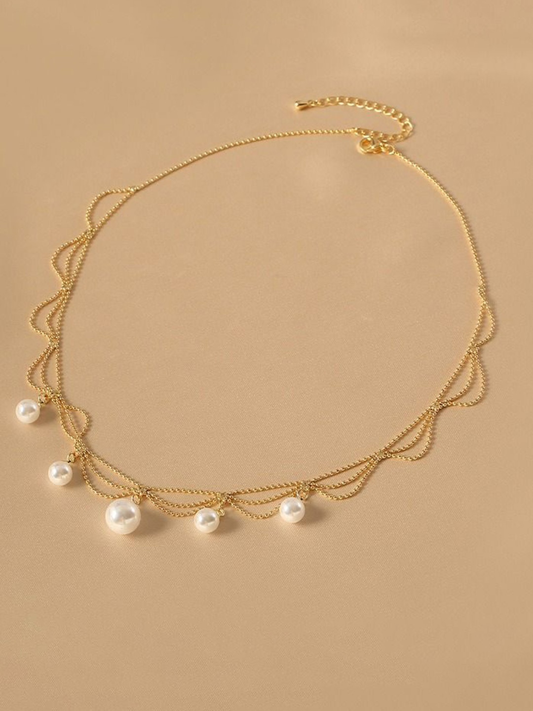 

MYKI Gold-Plated Stainless Steel Pearls Beaded Statement Necklace