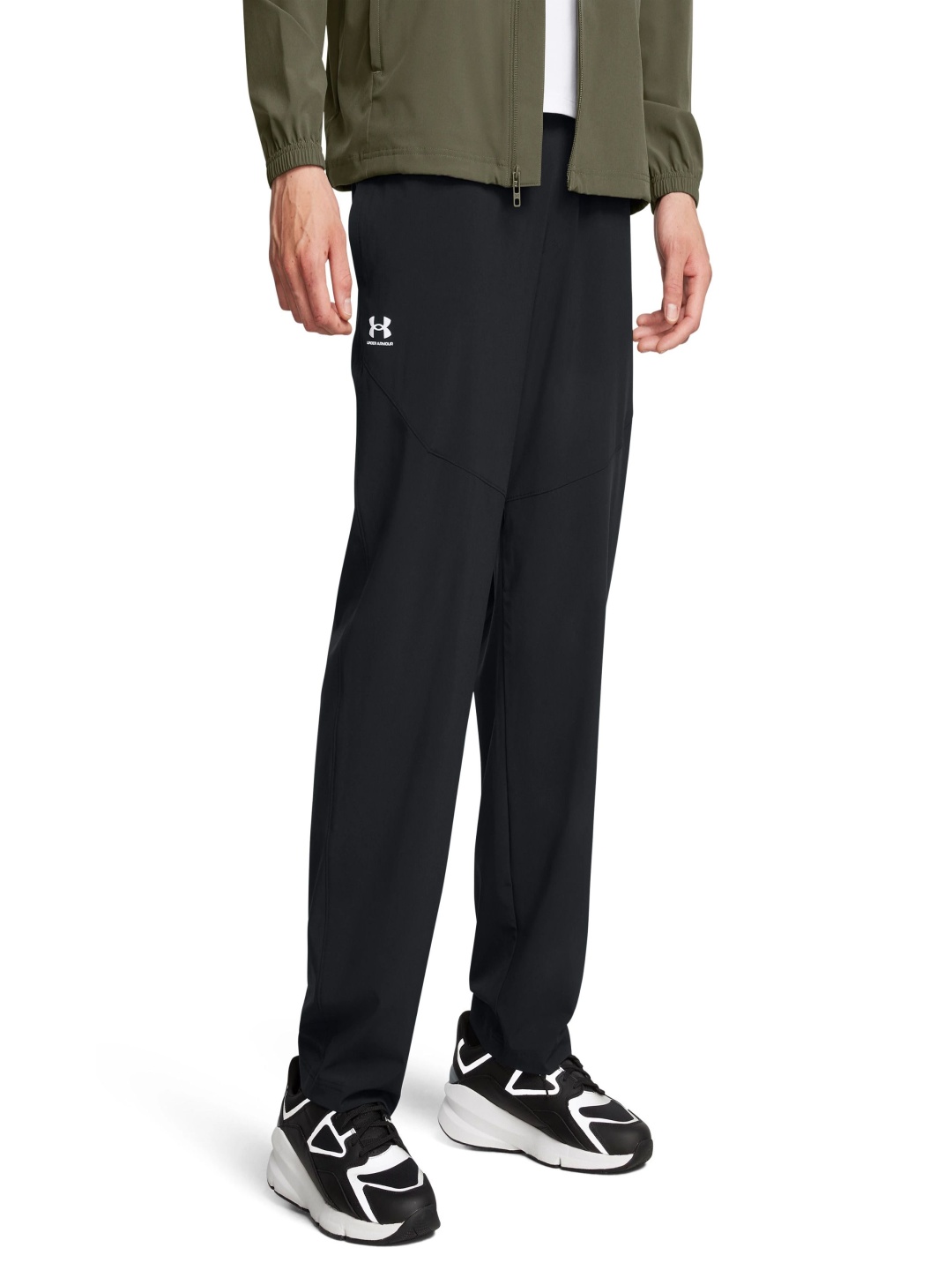 

UNDER ARMOUR UA Vibe Men Brand Logo Printed Slim Fit Mid Rise Running Track Pants, Black