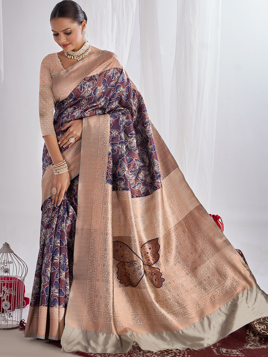 

Taslar Woven Design Pure Silk Banarasi Saree, Blue