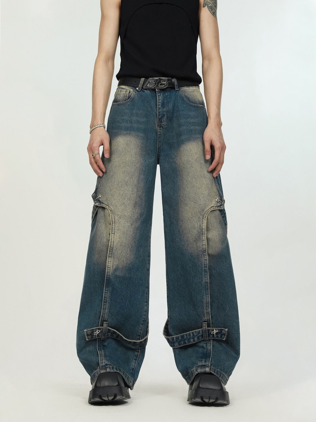 

StyleCast Men Straight Fit Heavy Fade Jeans, Blue