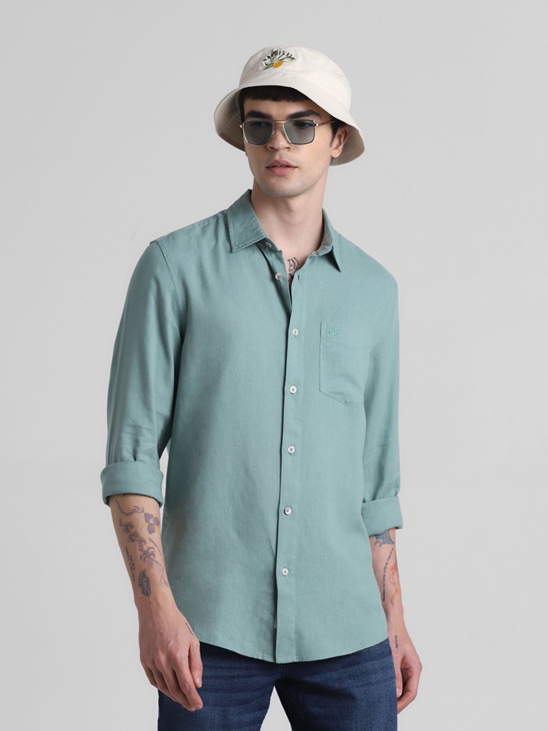 

Jack & Jones Men Spread Collar Solid Casual Shirt, Green